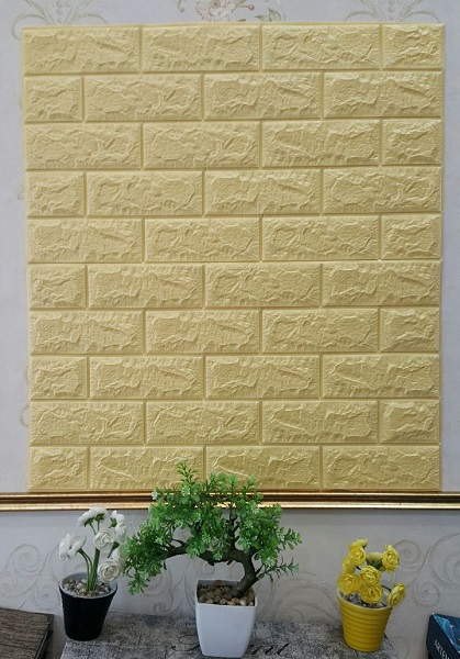 دیوارپوش فومی آجری زرد لیمویی